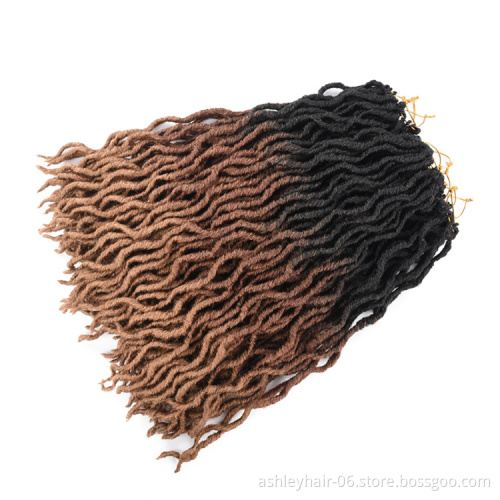 High Temperature Colored Ombre 18 Inch Goddess Faux Locs Locks Dreadlocks Crochet Braids Braid Hair Extension